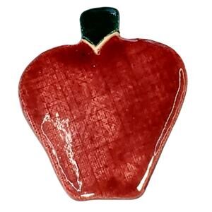 Handmade Ceramic Apple Fall Autumn 1.25" Unsigned Vtg